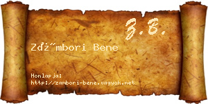 Zámbori Bene névjegykártya